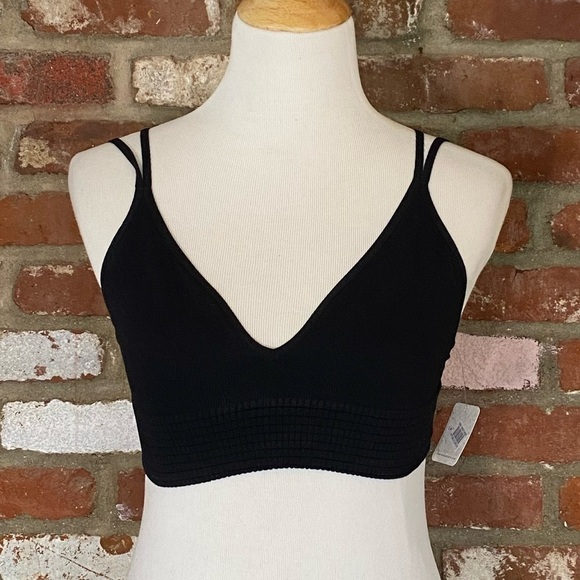 Free People Black Seams Right Bralette New Size Medium - Picture 2 of 8